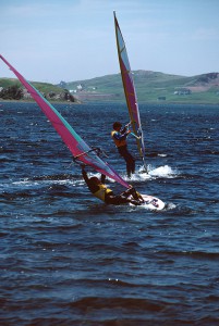 image of windsurfer tipping over