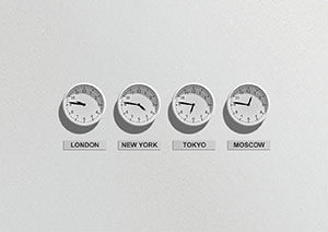 image of world clocks to represent global hiring