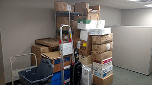image of recruitment office moving boxes