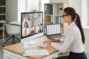 Image of remote workers participating in a videoconference