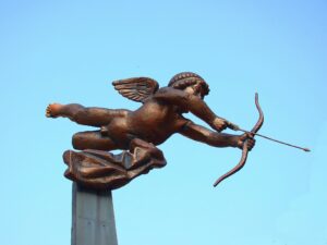Statue of Cupid shooting his arrow