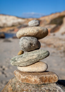 A stack of rocks balancing on one another