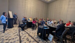 A group of recruiters during a practice group breakout session at NPAworldwide's Global conference, one of its many networking events